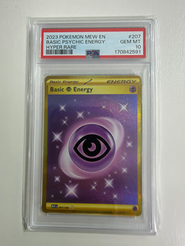 2023 POKEMON MEW EN-151 HYPER RARE #207 BASIC PSYCHIC ENERGY PSA 102023 POKEMON MEW EN-151 HYPER RARE #207 BASIC PSYCHIC ENERGY PSA 10 SOLD